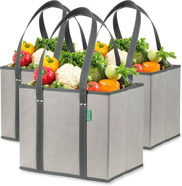 Amazon's new hot sales portable large capacity Oxford cloth three-piece folding eco-friendly shopping tote bag