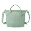China Manufacturer High Quality Green Canvas Handbags Custom Logo Shoulder Strap Zipper Pocket Tote Bag