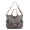 Ladies cotton canvas multi pockets handbags with shoulder strap woman canvas work bags high quality canvas bag for women