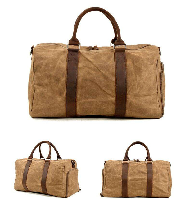 Heavy Duty Vintage Waterproof Waxed Canvas Weekender Duffle Sports Gym Bags Custom Logo Travel Garment Duffel Bag
