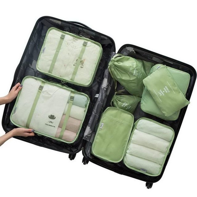 High Quality Packing Cubes 7 Piece Set Travel Organizer for Suitcases with Shoe Bag