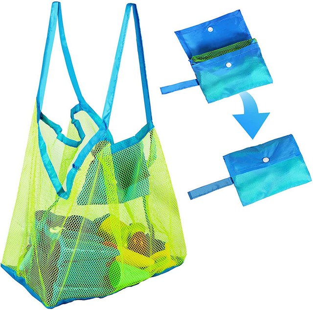 Sand-away Kids Toys Bags Carrying Tote Extra Mesh Large Swimming Pool Bag Beach Children's Large Beach Toys Bag