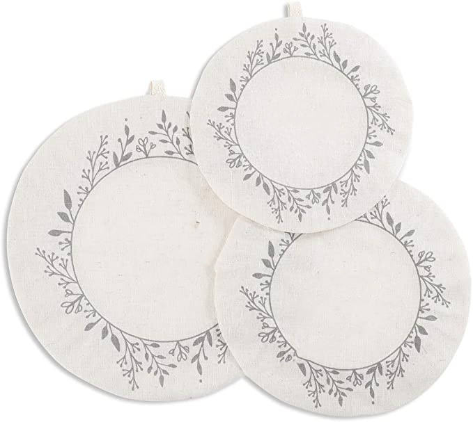Custom Printing Cotton Linen Fabric Plate Serving Dish Covers Reusable Gift Box Bowl Covers 100% Cotton