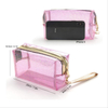 Custom Logo Printing Clear PVC Makeup Bag Cosmetic Glitter Pink Makeup Brushes Holder Pouch Travel Bag