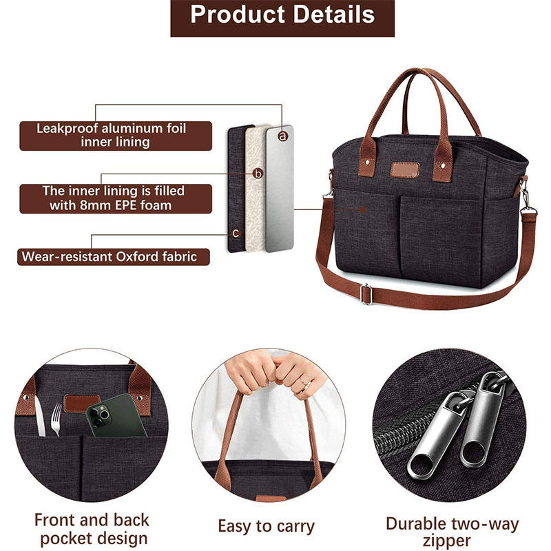 Outdoor Portable Women Ladies Office Food Lunch Thermal Storage Organizer Tote Cooler Bags Insulated Bag