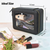 Multifunctional Water Resistant Custom Logo Private Label Makeup Organizer PU Leather Pouch Zippered Cosmetic Bag