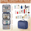 Large Capacity Multi Pocket Cosmetic Vanity Storage Hanging Toiletry Bag Bathroom Travel PU Leather Makeup Bag