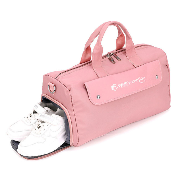 2022 Designer Logo Small Workout Sports Bags Duffel Waterproof Pink Logo Duffle Bags Gym with Shoes Compartment