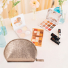 Large Pink Leather Hanging Toiletry Wash Bag Travel Make Up Organiser Rose Gold Cosmetic Bag For Women, Girls