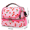 Lovely Custom Cherry Pink Kids Insulation Cooler Bag Double Compartment Thermal Food Lunch Bag