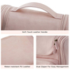 Large Capacity PU Leather Pink Cosmetic Bag Portable Hanging Makeup Case For Traveling