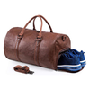 High Quality Leather Duffel Bag with Shoe Compartment for Men Leather Weekender Overnight Travel Carry On Bag
