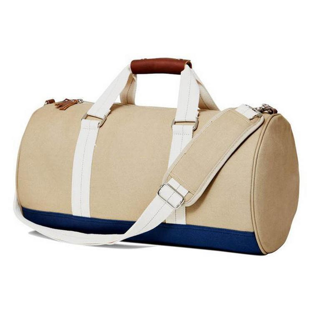 High Quality Canvas Bucket Sport Duffle Bag Large Capacity Cotton Travel Bag Rounded Duffel Bag for Men Women