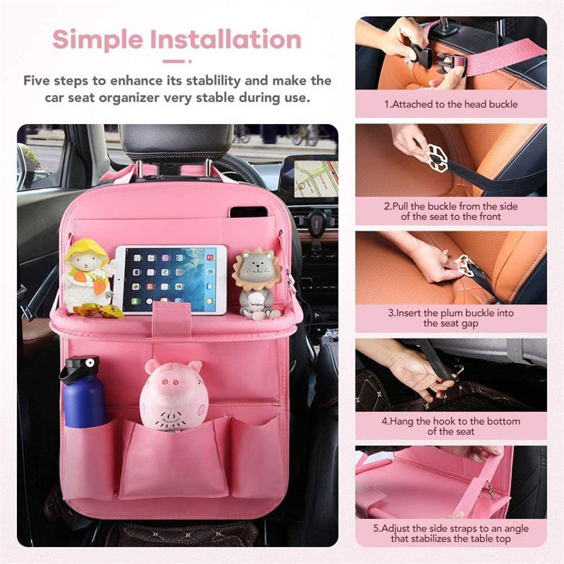 Car Storage Organizer with Foldable Table Tray Tab Car Back Seat Organizer with Tray Chair Organizer Car Seat Back Storage Bag
