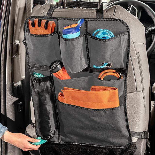 BackPockets Car Organizer with Seat Back Storage Pockets And Bag Dispensers Car Back Seat Cover for Kids