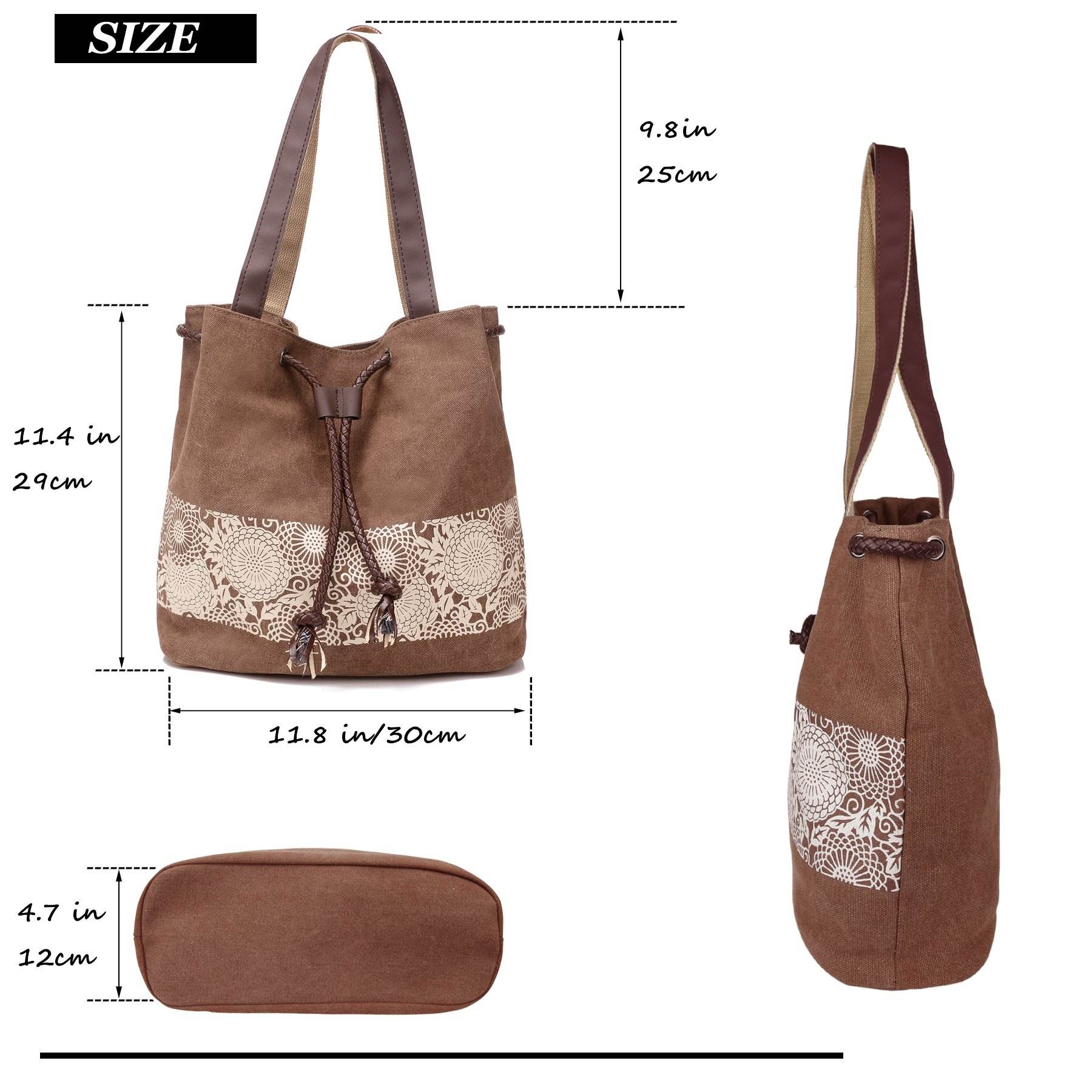 Amazon's Hot Sales Canvas Handbag Women Shoulder Strap Drawstring Bag With Printed Shopping Bag
