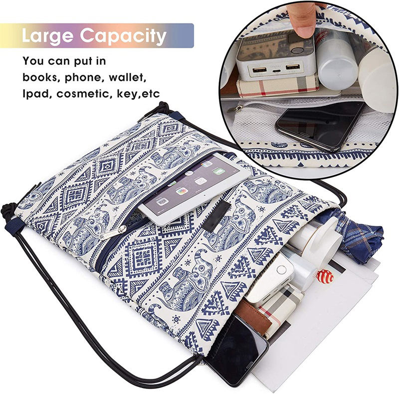Custom Drawstring Bag Backpack Nylon Zipper Drawstring Backpack Bag with Custom Logo Drawstring Backpack With Zip
