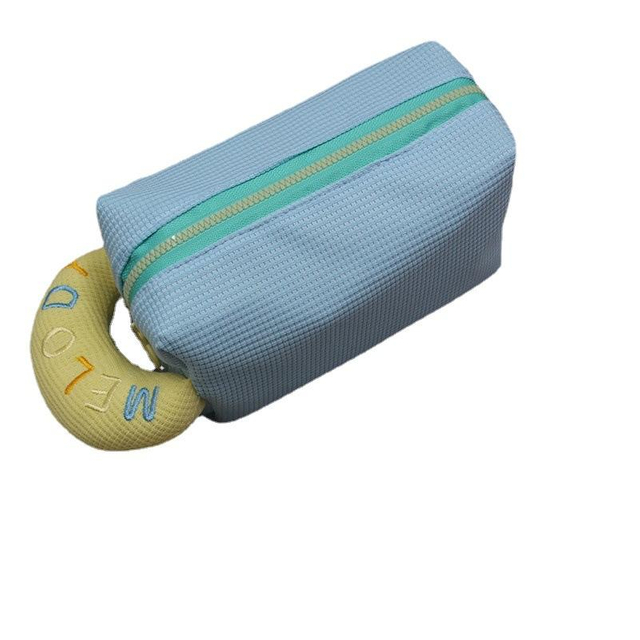 Sweet Candy Color Small Makeup Cosmetic Pouch for Purse Zipper Pouch Make Up with Puffer Handle