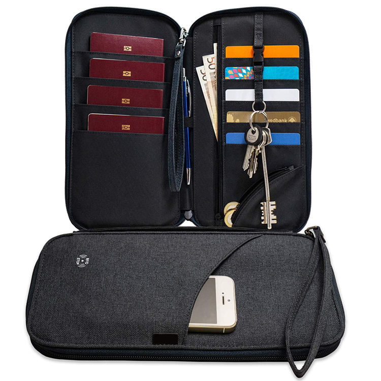 RFID blocker waterproof family credit card document ticket travel wallet organizer bag for passport