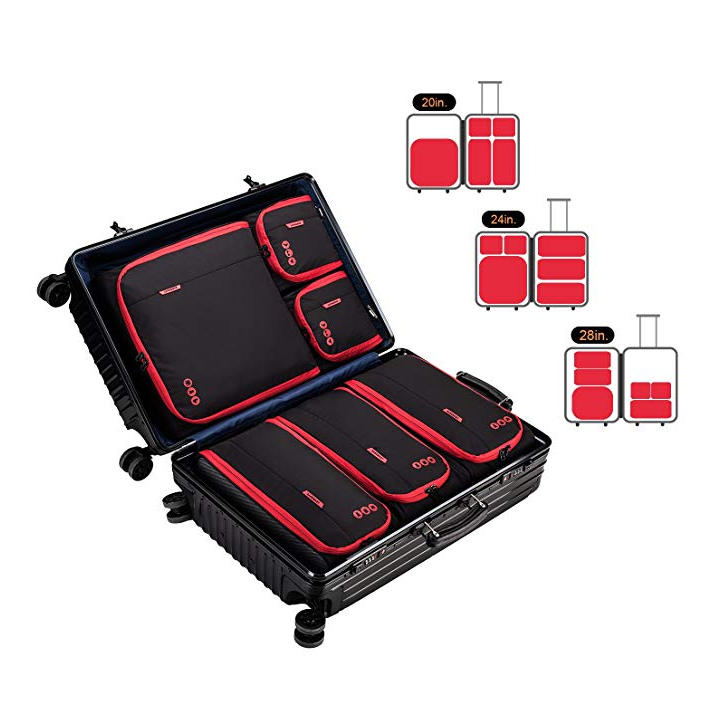 3 Sizes Portable 6 Sets Packing Cubes Travel Luggage Organizer for Carry-on Accessories