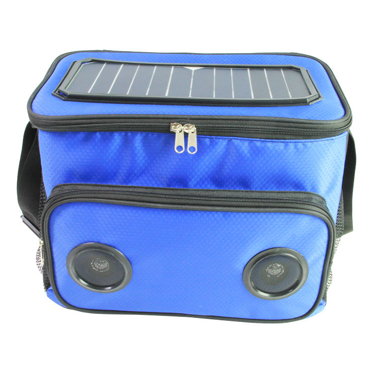 Outdoor insulated waterproof speaker cooler bag with solar panel