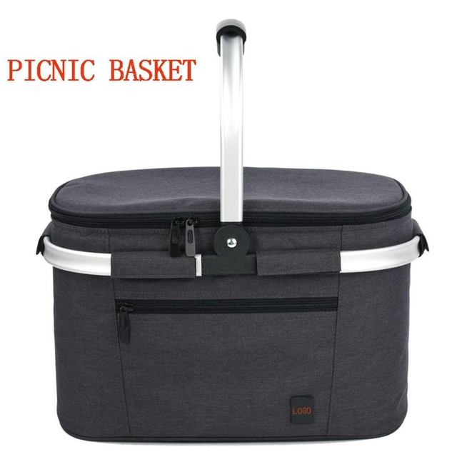 Extra Large Insulated Bag Easy Storage Compact Design Wine Picnic Cooler Basket Foldable Insulated Picnic Basket with Lid