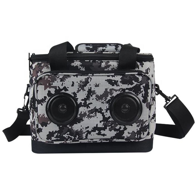 Waterproof Insulated Camouflage Speaker Cooler Bag 12 Can Travel Beach PEVA