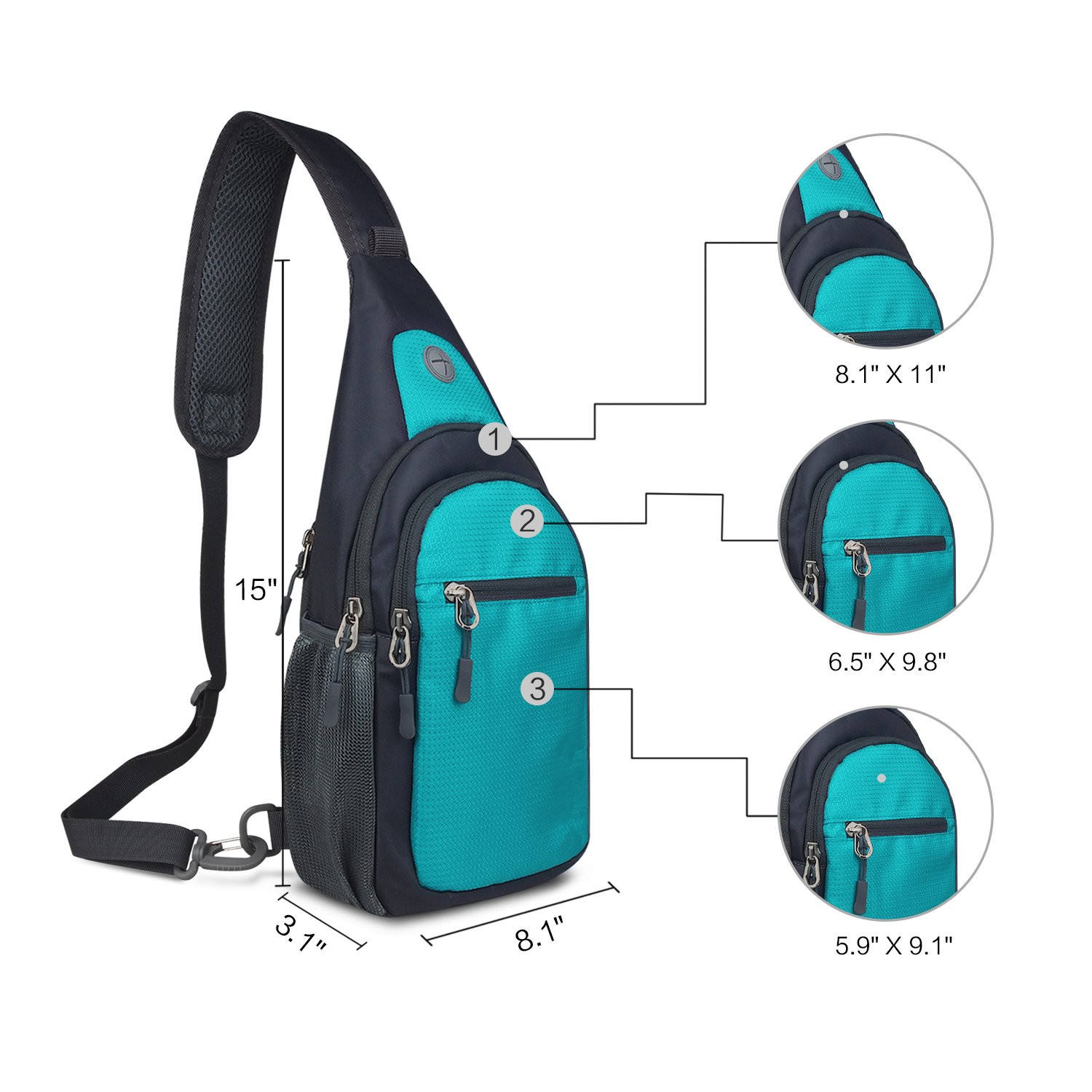 Sling Backpack, Shoulder Chest Crossbody Bag Small Daypack for Outdoor Hiking Men & Women