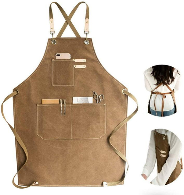 100% Cotton kitchen apron adjustable neck strap canvas garden tool apron