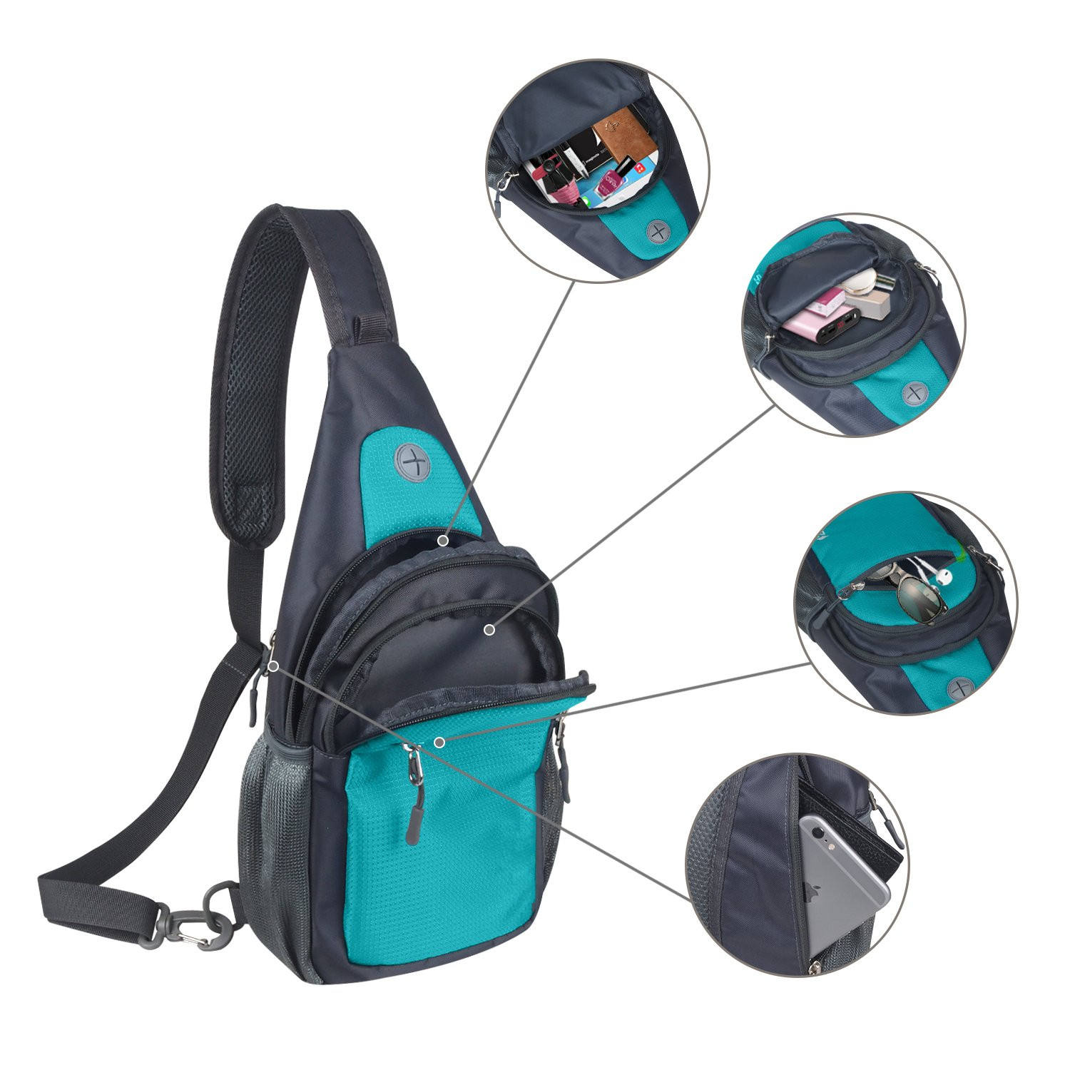 Sling Backpack, Shoulder Chest Crossbody Bag Small Daypack for Outdoor Hiking Men & Women