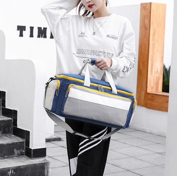 Fashion designer contrast color portable carrying small woman duffel bags country mens travel duffle bag gym bag
