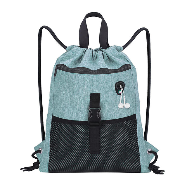 Wholesale Water Resistant Gym Sport Drawstring Backpack Personalized Drawstring Backpack With Earphone Cable Hole