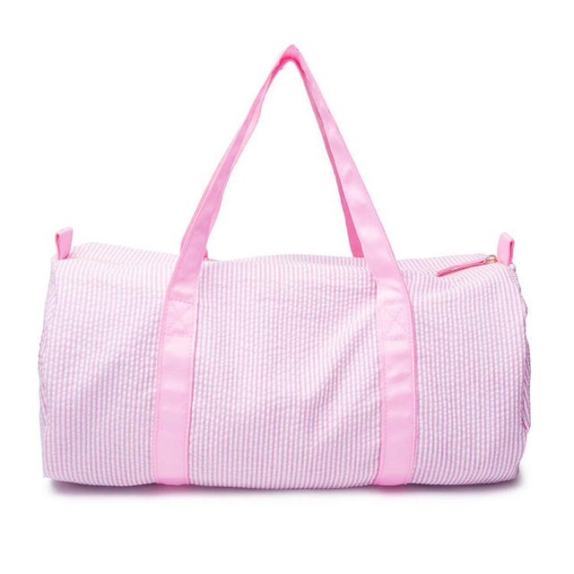 Lightweight Pink Seersucker Polyester Kids Dancing Gym Sport Tote Bag Cute Travel Duffel Bag