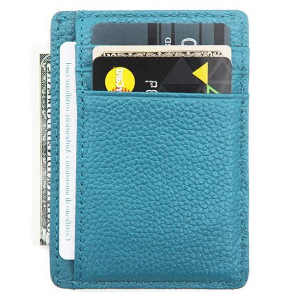 RFID Block Mini Slim Mens PU Leather Credit Card Holder Wallet With ID Card Window