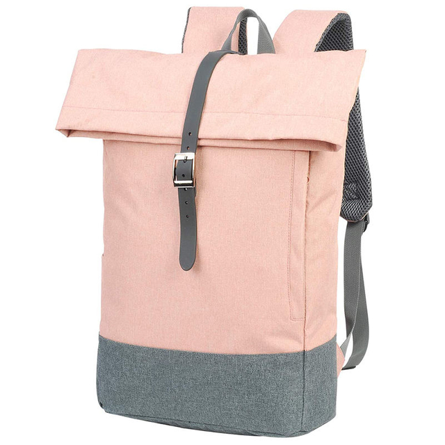 Multipurpose Casual Daypack Women Waterproof Pink Roll Top Backpack Bag Large Capacity Travel School Backpack