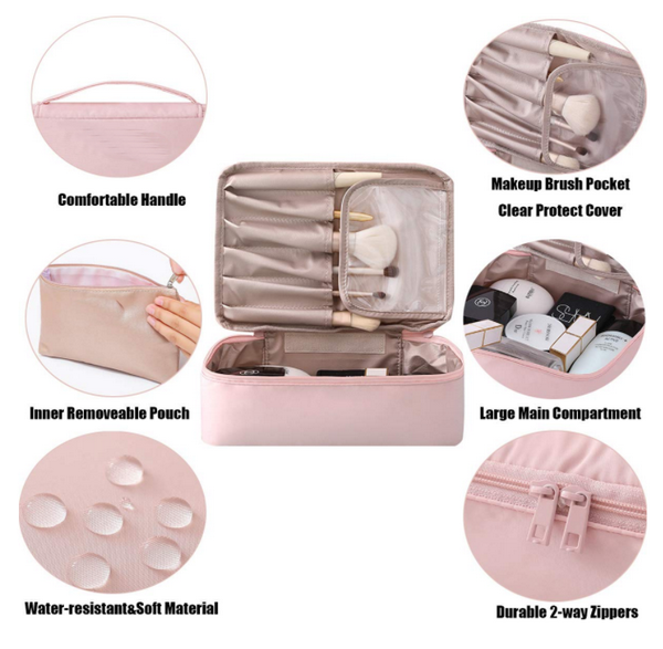 2 pieces extra large toiletry bag portable oem brush pouch cosmetic bag for travel
