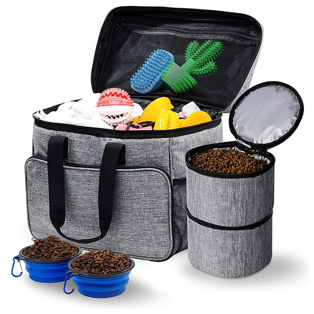 Outdoor Travel Pet Dog Accessories Organizer Kit Portable Leakproof Bowl Kit For Food And Water