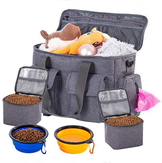 Multifunctional Pet Supply Large Food Storage Carrier Tote Bag Weekend Organizer Dog Travel Bag for Dog Travel