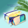 Trendy Girls Iridescent TPU Makeup Pouch Women Small Lightweight Clear Holographic TPU Laser Effect Rainbow Cosmetic Bag