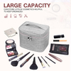 Gray Waterproof Polyester Portable Travel Zipper Make Up Case Toiletry Bags Cosmetic Bag with Mesh Pocket