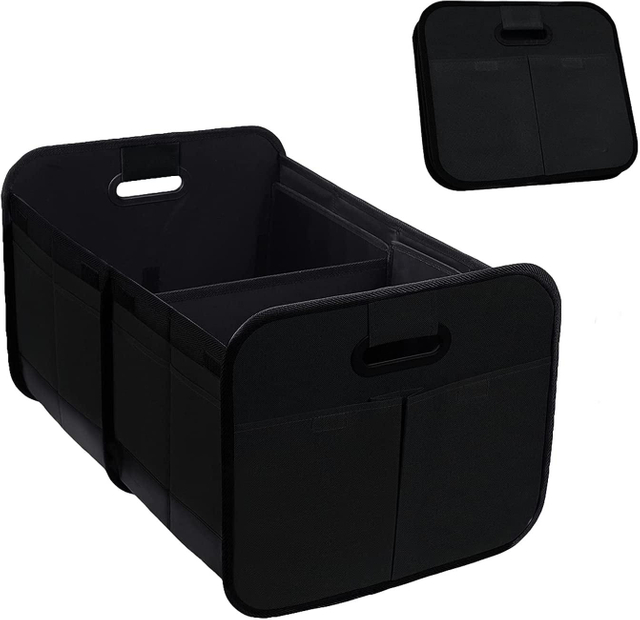 Black Oxford Large Capacity Collapsible SUV Storage Holder Boot Organiser Drive Auto Car Trunk Organizer