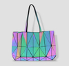 Ready To Ship Holographic Women Geometric Luminous Lattice Handbag Bag Reflective Fold Shoulder Tote Bag