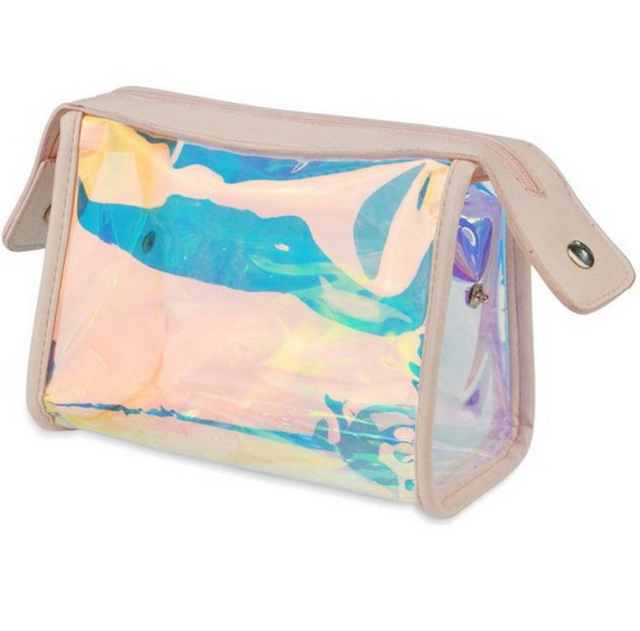 Fashion Waterproof Holographic Makeup Bag Small Travel PVC Toiletry Pouch Bag