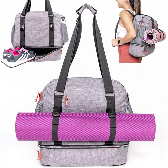 Multi functional yoga mat bag backpack with shoe compartment custom yoga mat tote bag carryall bag for yoga, gym