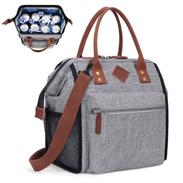 Adult Large Picnic Bag Lunch Box Insulated Lunch Cooler Bag Thermal Lunch Tote with Removable Shoulder Strap for Men