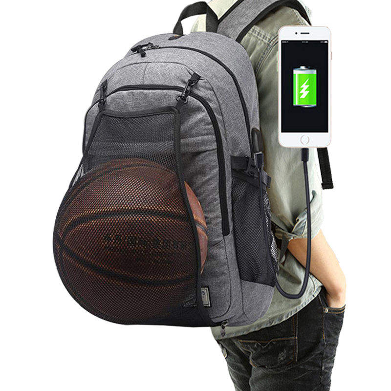 Outdoor Men's Sports Basketball Backpack Bag with USB Charger