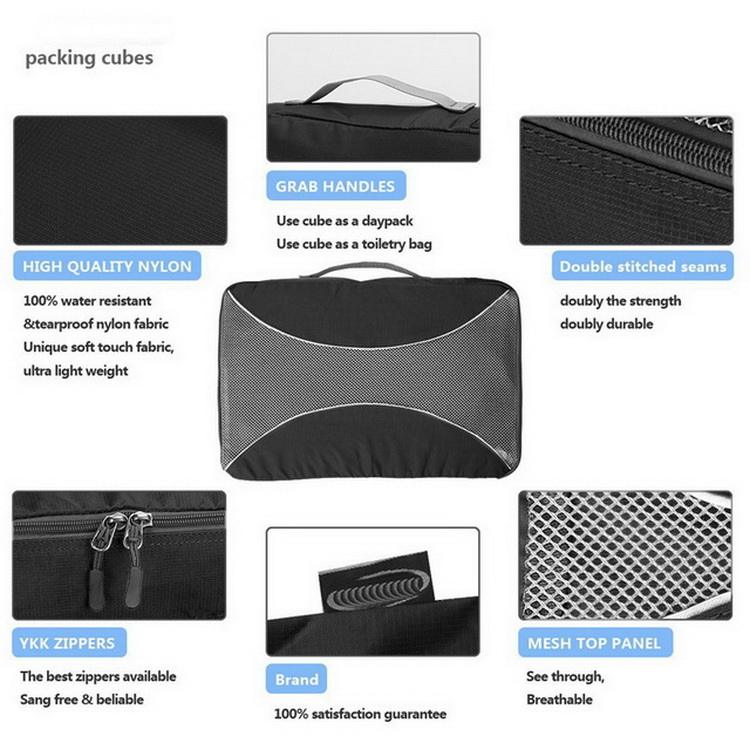 5 pcs durable travel bags organizer set packing cubes compression
