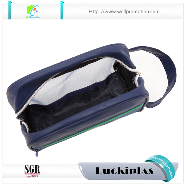 High quality faux PU leather Men simple make-up pouch travel toilet bag for promotion