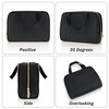 Waterproof Black Leather Designer Makeup Bag Wholesale Pu Mens Toiletry Bag Travel Pu Leather Makeup Bag