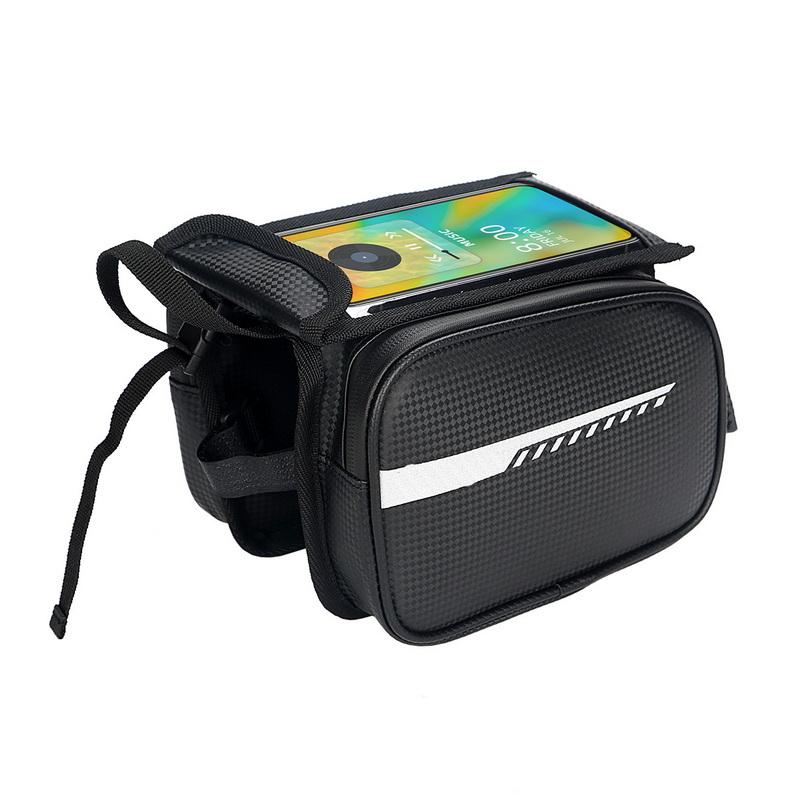 Vintage PU Leather Bicycle Phone Holder Bag Waterproof Frame Top Tube Bags With Custom Logo For Cycling